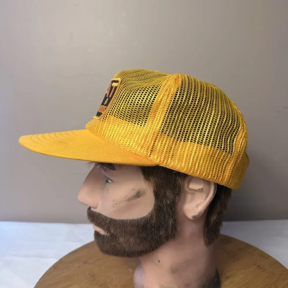 Vintage CAT Lift Trucks Caterpillar Patch Snapback Hat Mesh Trucker Made In USA